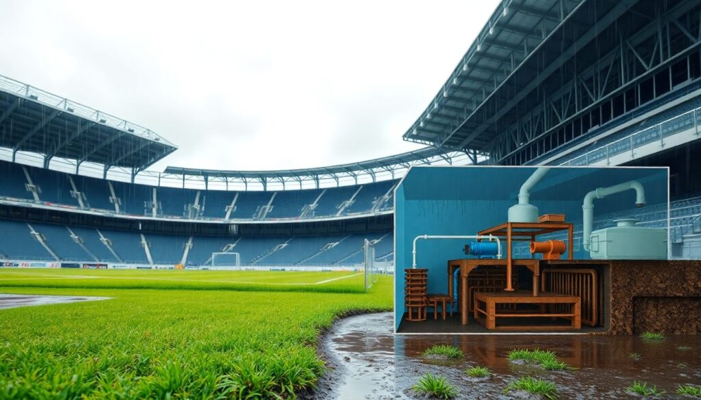Системы сбора и переработки ливневых вод на стадионах - иллюстрация