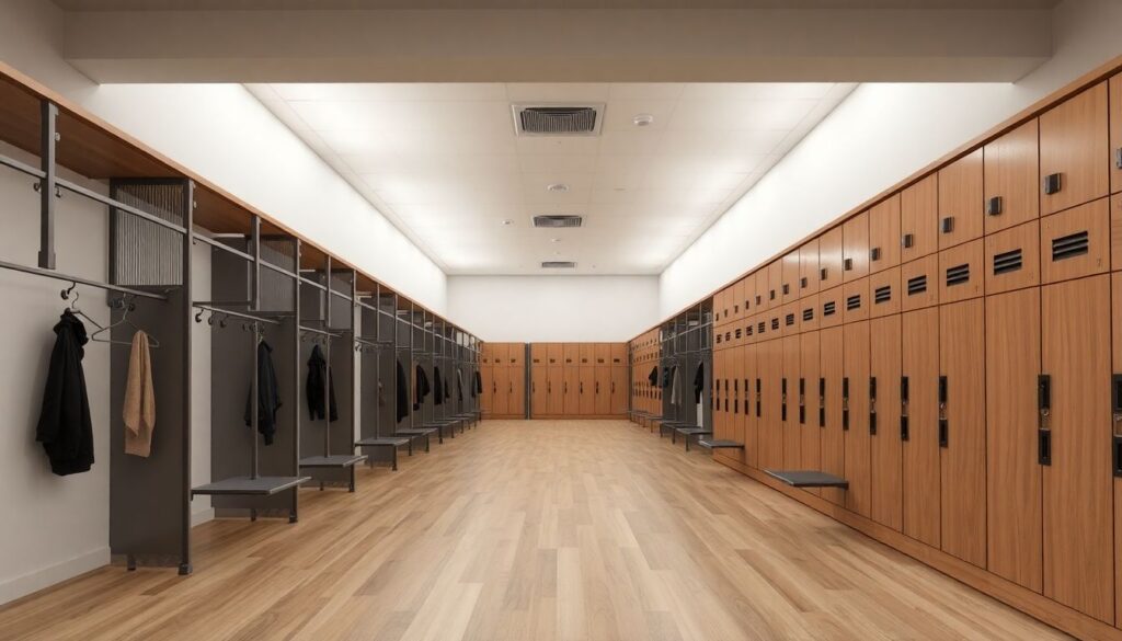 Дизайн и функциональность раздевалок на аренах - иллюстрация