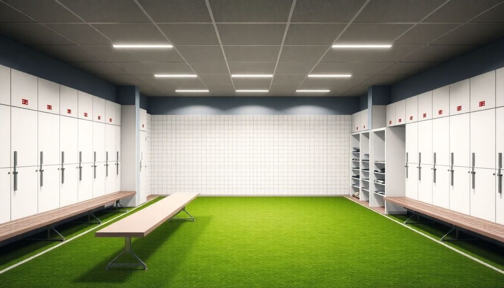 Дизайн и функциональность раздевалок на аренах - иллюстрация