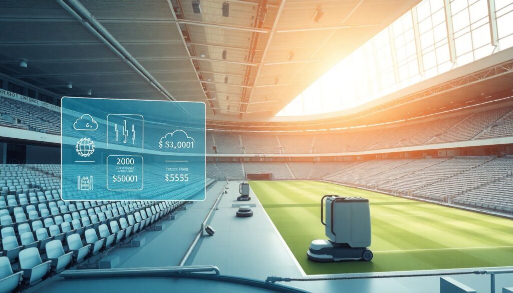 Эффективное обслуживание трибун: отдаленные очистка кромки - иллюстрация