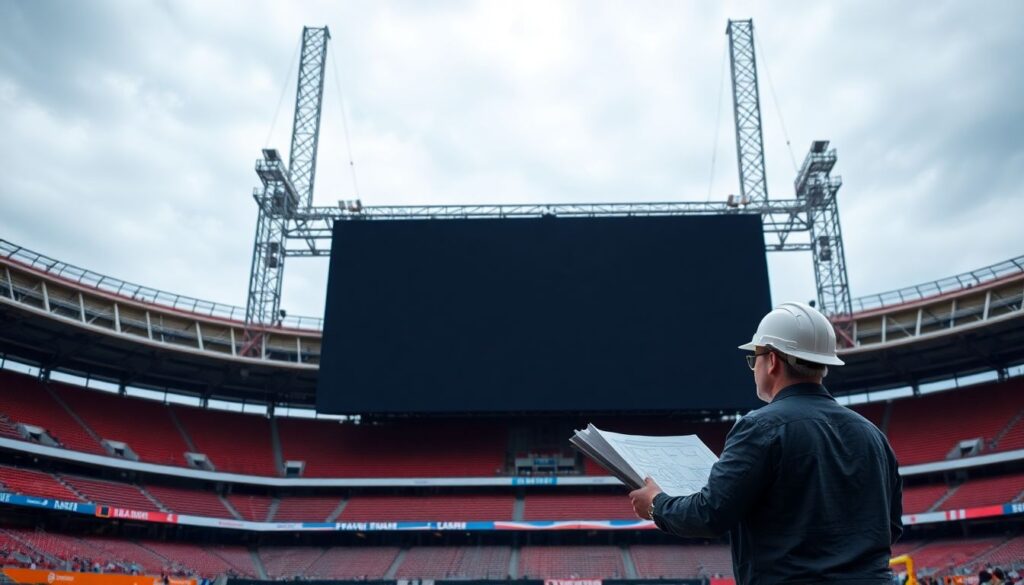 Инженерные решения по креплению экранов на стадионах - иллюстрация